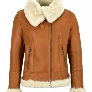 Timeless Sophistication Women's Tan Brown Sheepskin Leather Bomber Jacket