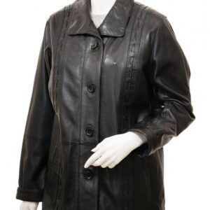 WOMEN'S BLACK LEATHER COAT: CULLMAN