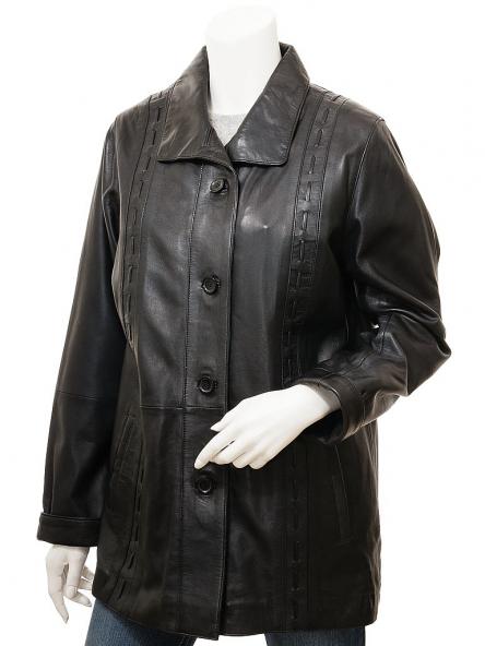 WOMEN'S BLACK LEATHER COAT: CULLMAN