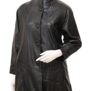 WOMEN'S BLACK LEATHER COAT: EDEN