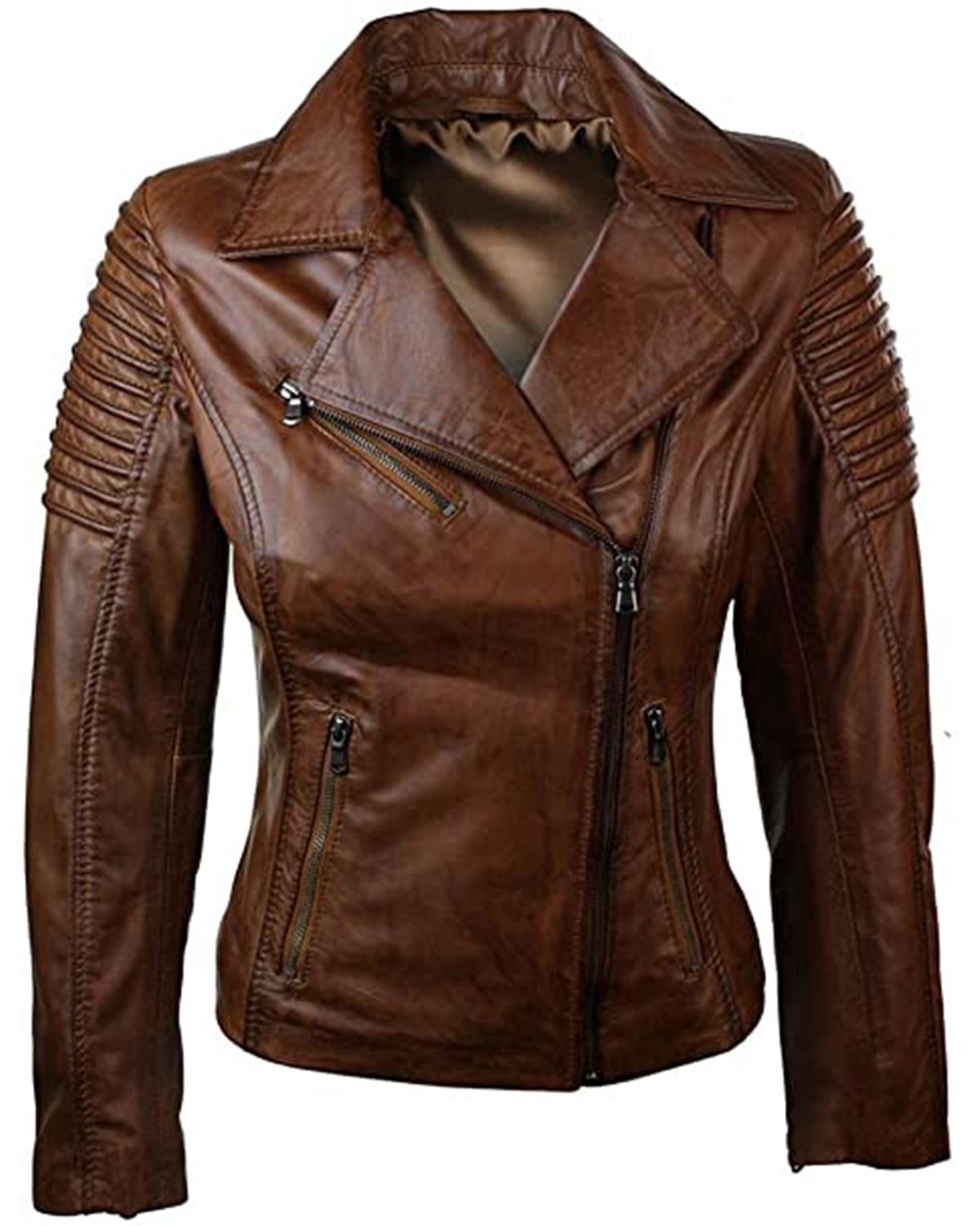 Biker Chic Women's Brown Brando Real Leather Jacket